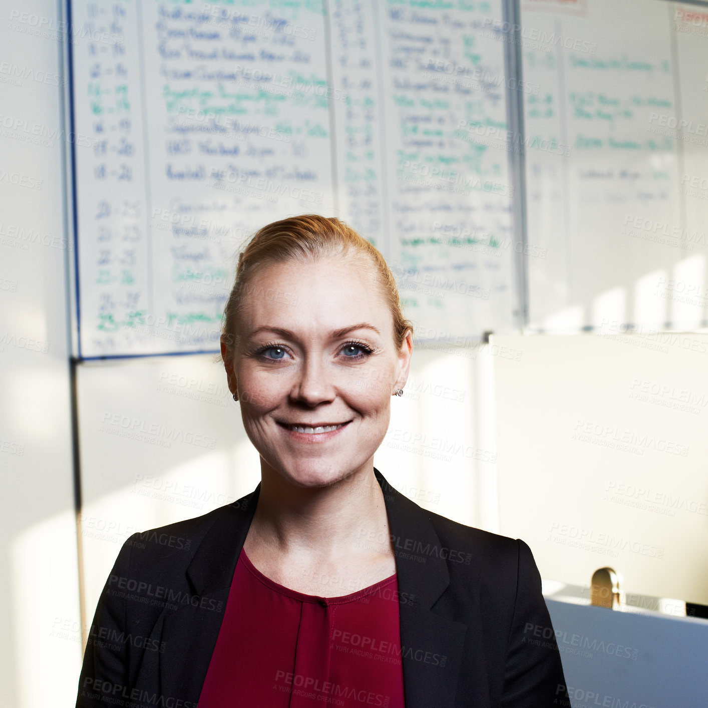 Buy stock photo Portrait of an attractive businesswoman standing in the office