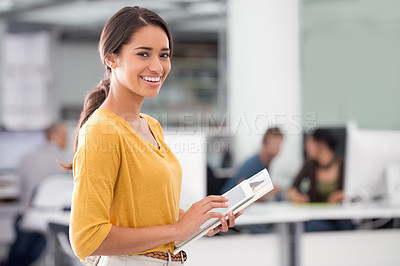 Buy stock photo Cropped shot of a businesswoman holding a digital tablet
