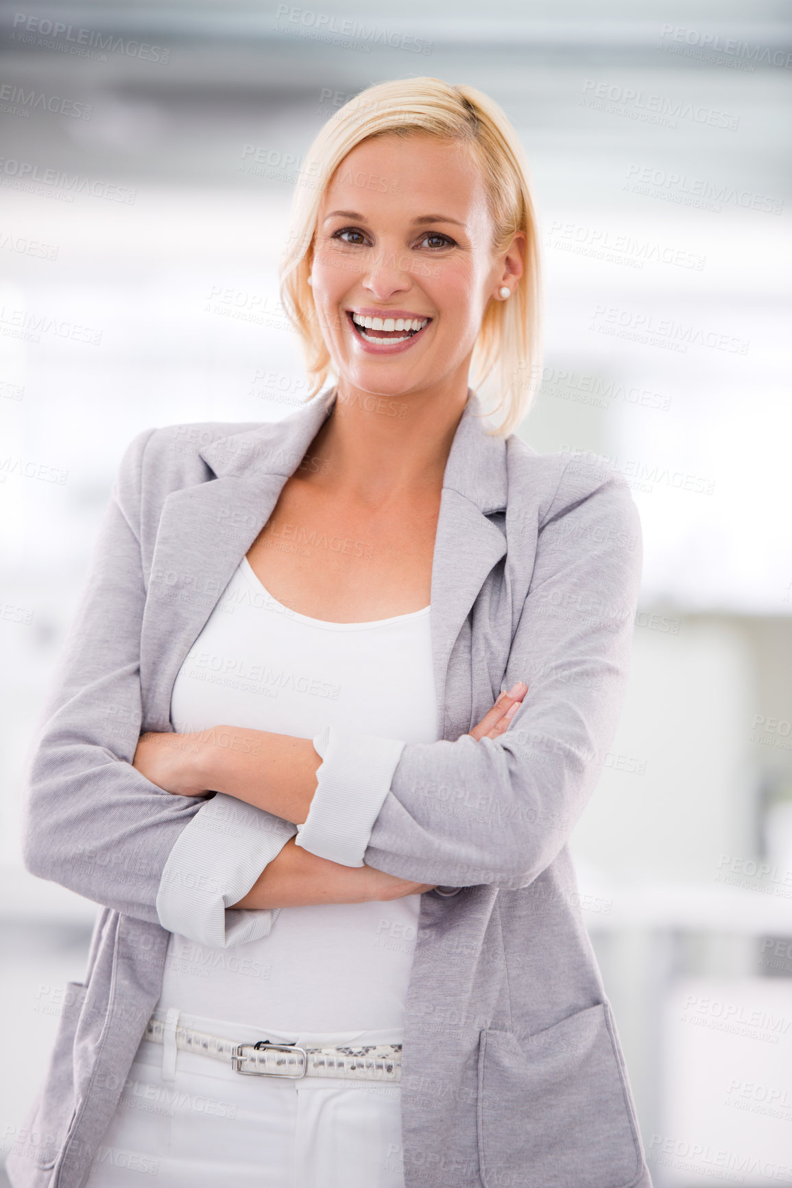 Buy stock photo Cropped shot of an attractive young businesswoman in the office