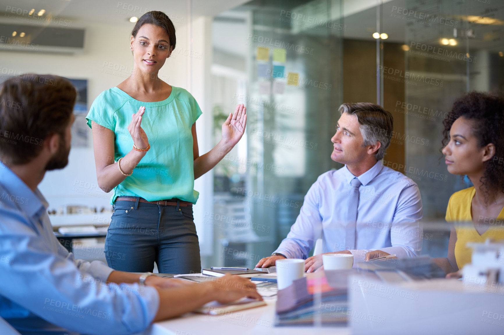 Buy stock photo Cropped shot of a business meeting in progress