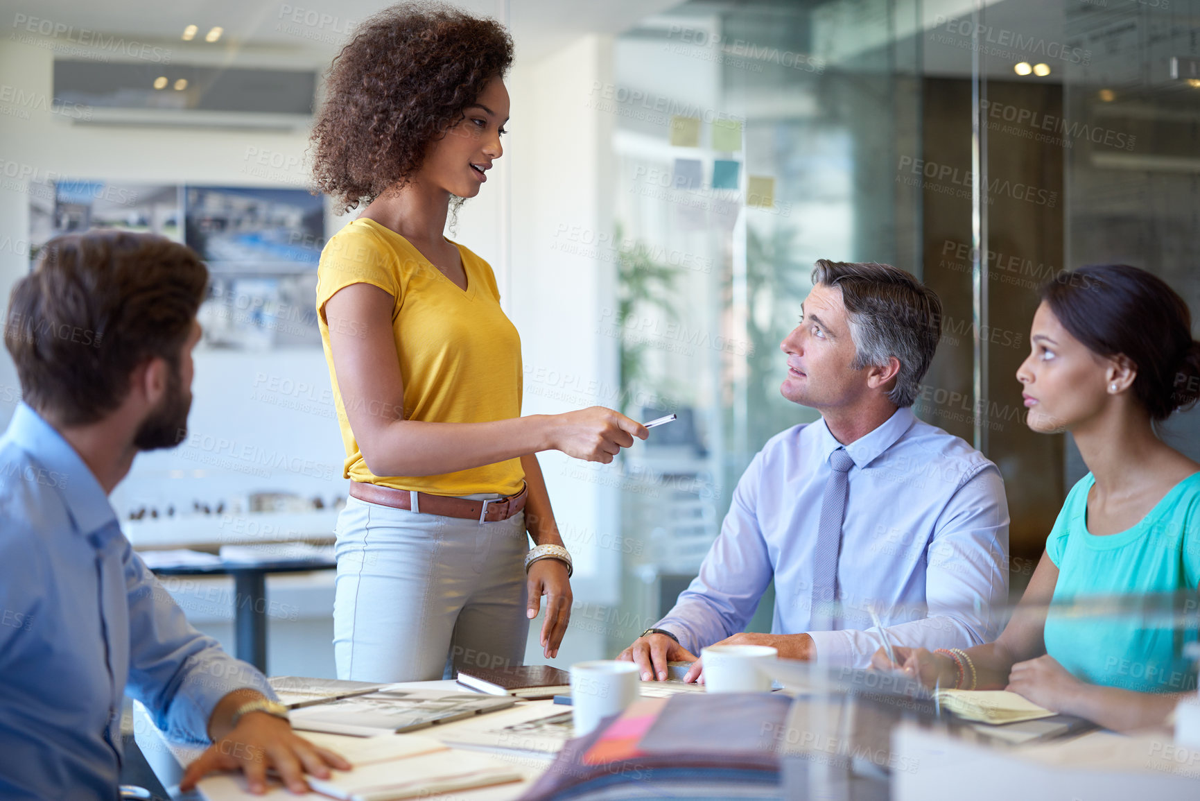 Buy stock photo Cropped shot of a business meeting in progress