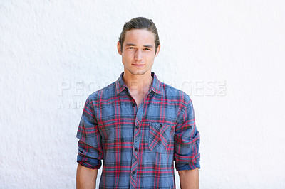 Buy stock photo Cropped portrait of a handsome young hipster