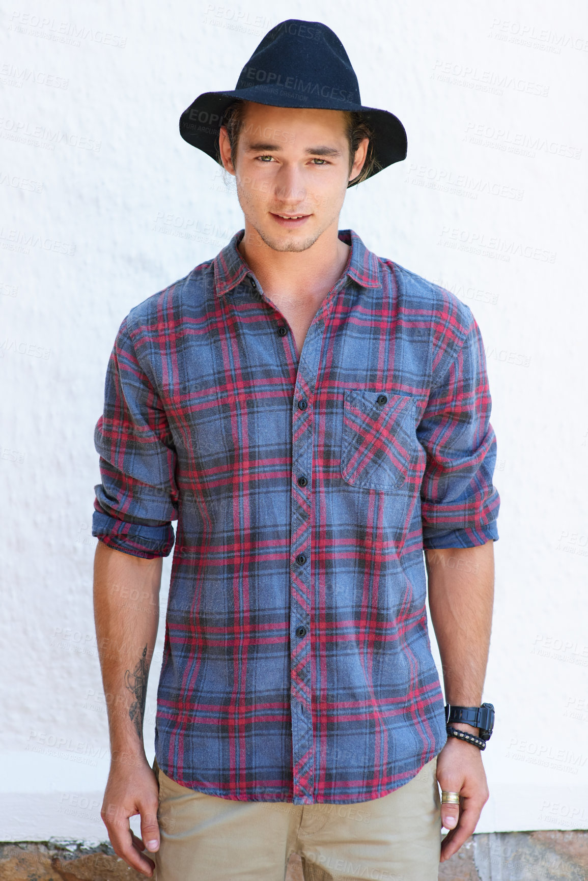 Buy stock photo Cropped portrait of a handsome young hipster