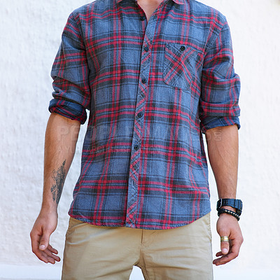 Buy stock photo Cropped shot of an unrecognizable male hipster