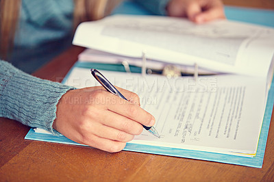 Buy stock photo Closeup shot of a teacher marking a test