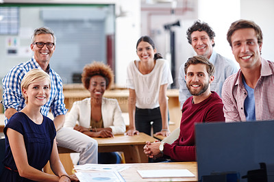 Buy stock photo Portrait of a group of diverse designers in their modern office