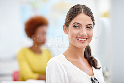 Buy stock photo Cropped portrait of an attractive young businesswoman standing in the office