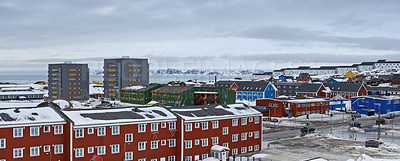 Buy stock photo Photo of NUUK,  the Capital of Greenland, Denmark