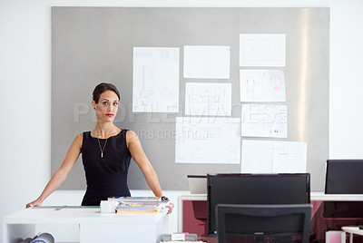 Buy stock photo Portrait of a young designer standing in an office