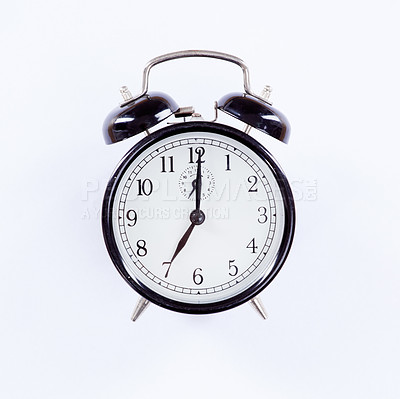 Buy stock photo An alarm clock isolated on white