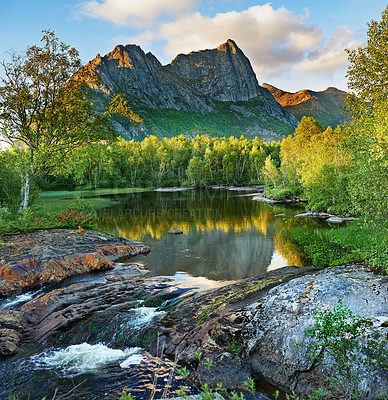 Buy stock photo Landscape photo in Nordland, close to the city of Bodo, Norway