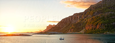 Buy stock photo Coastal sunset near Bodo, Nordland, Norway