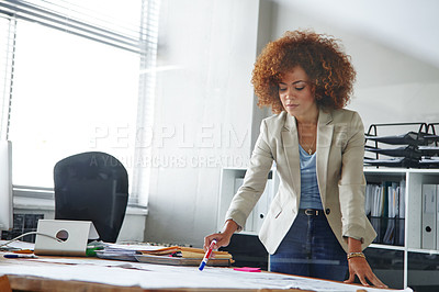 Buy stock photo Cropped shot of a beautiful young businesswoman in her office