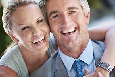Buy stock photo Portrait of a laughing mature business couple