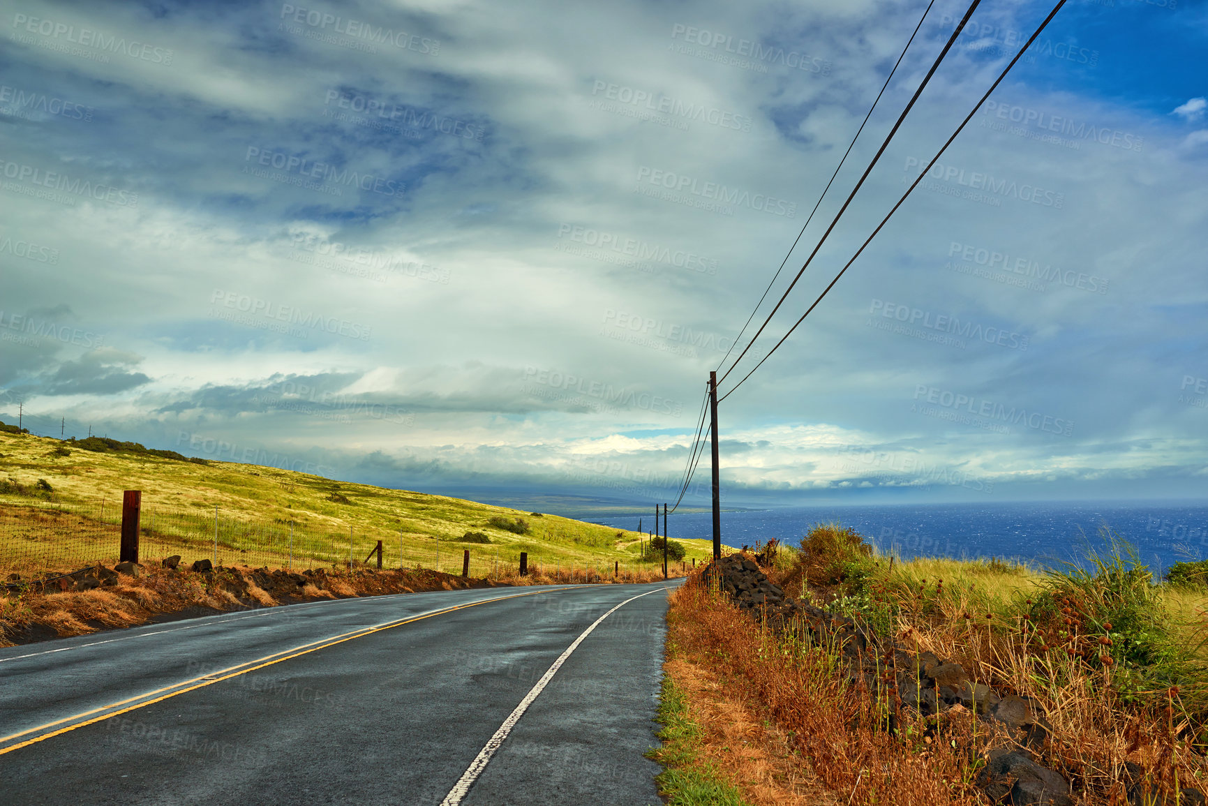 Buy stock photo Road, nature and pathway to travel, landscape and peace in environment, location and adventure in forest. Woods, highway and direction of destination for journey, morning and rural on trip or outdoor