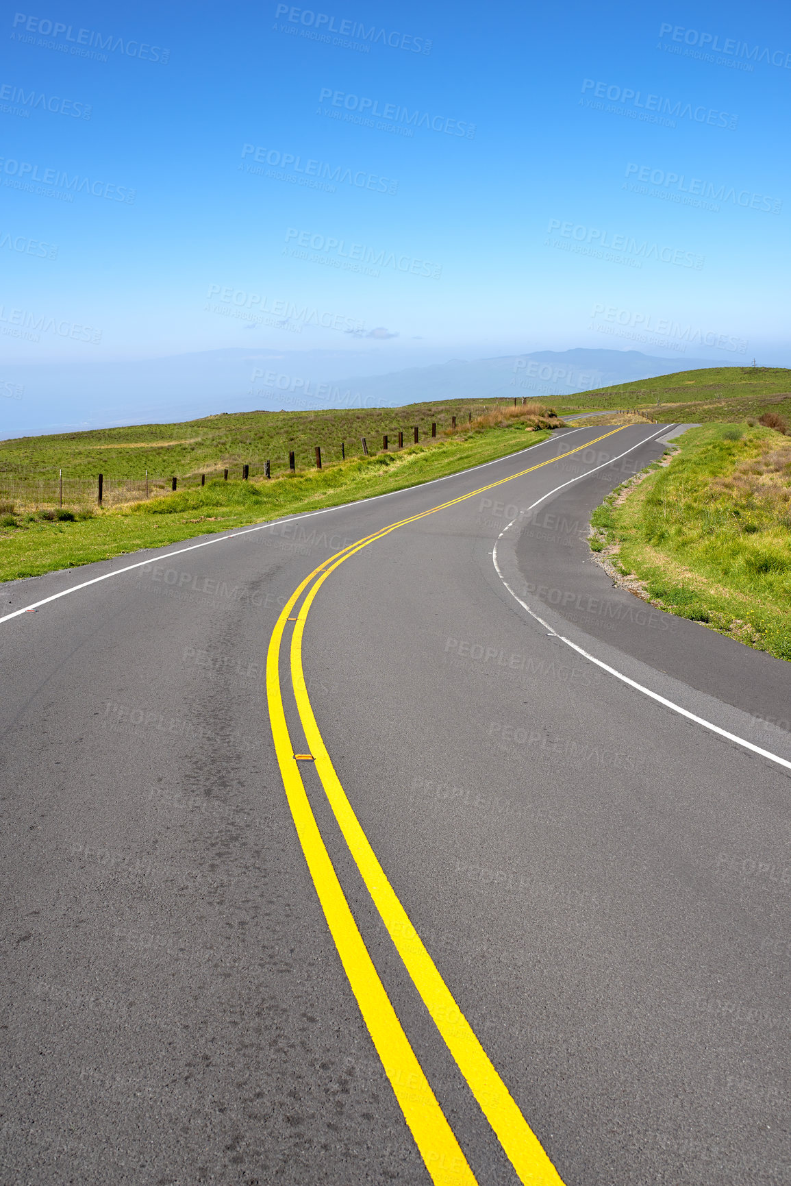 Buy stock photo Road, nature and street to travel, outdoor and peace in environment, location and adventure in forest. Woods, highway and direction of destination for journey, morning and pathway in landscape