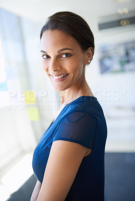 Buy stock photo Cropped portrait of an attractive young businesswoman in the office