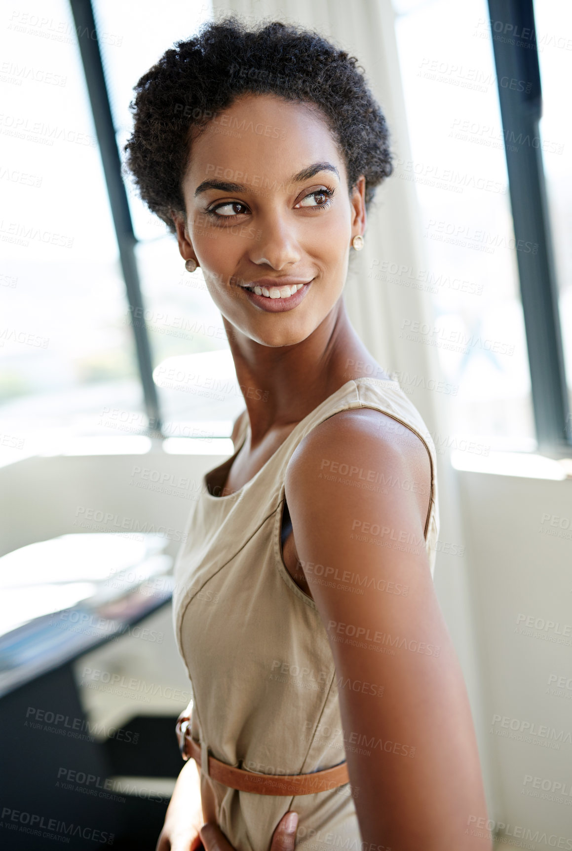 Buy stock photo Shot of an ambitious young businesswoman in her office