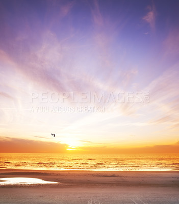 Buy stock photo The west coast beach of Jutland, Denmark - hundred of kilometers long.