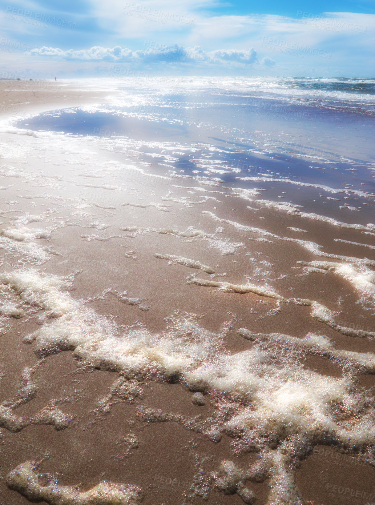 Buy stock photo The west coast beach of Jutland, Denmark - hundred of kilometers long.