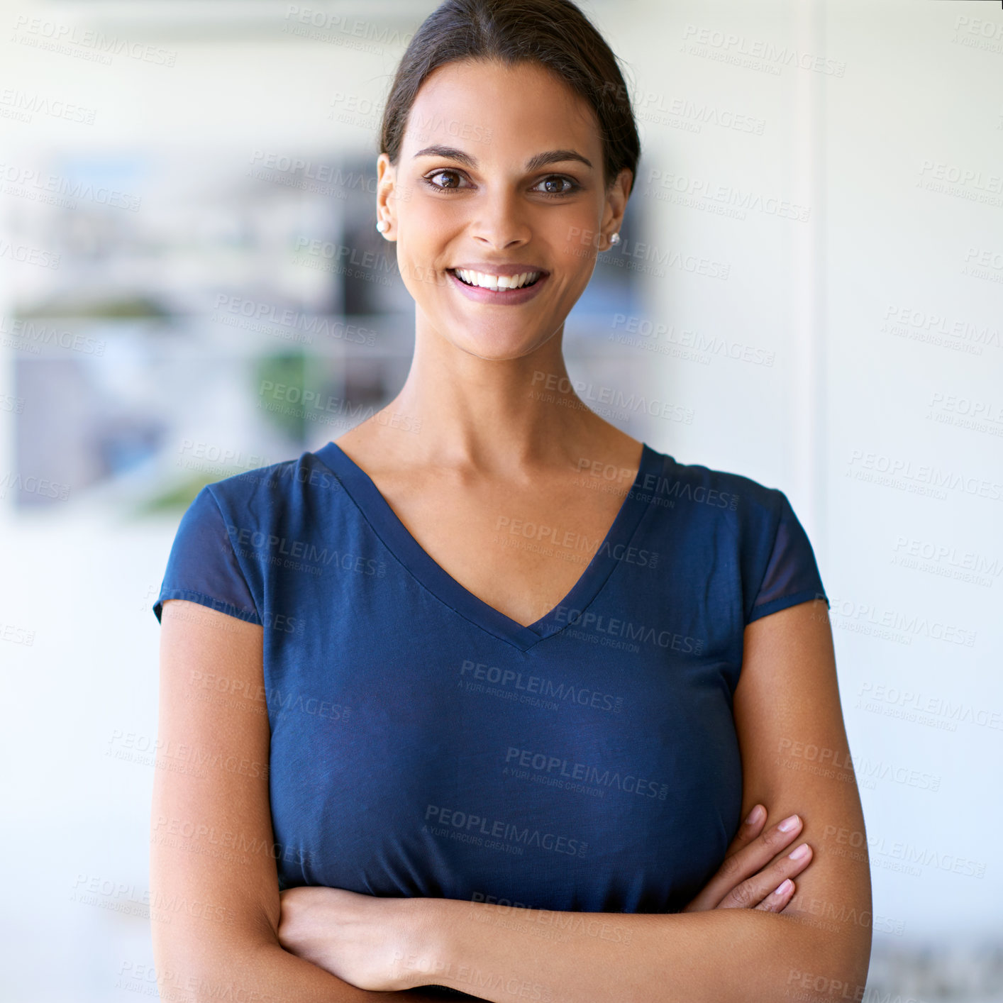 Buy stock photo Cropped shot of an attractive businesswoman at work in an office