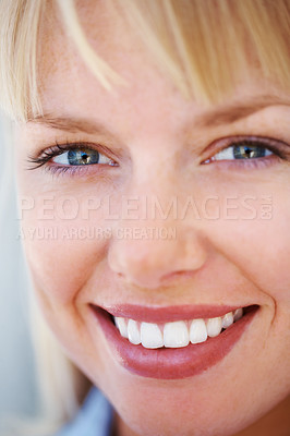 Buy stock photo Portrait, happy and business woman in office, corporate company and workplace. Face smile, professional entrepreneur and confident consultant, employee and closeup of blonde worker in Switzerland