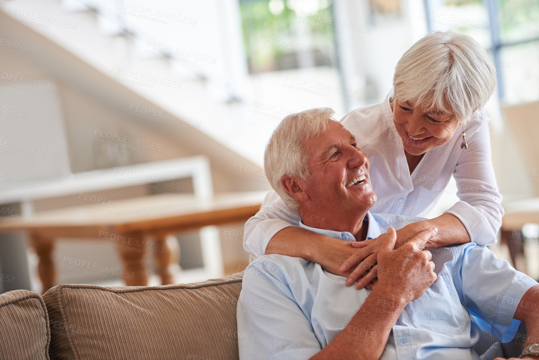 Buy stock photo Shot of a happy senior couple at home