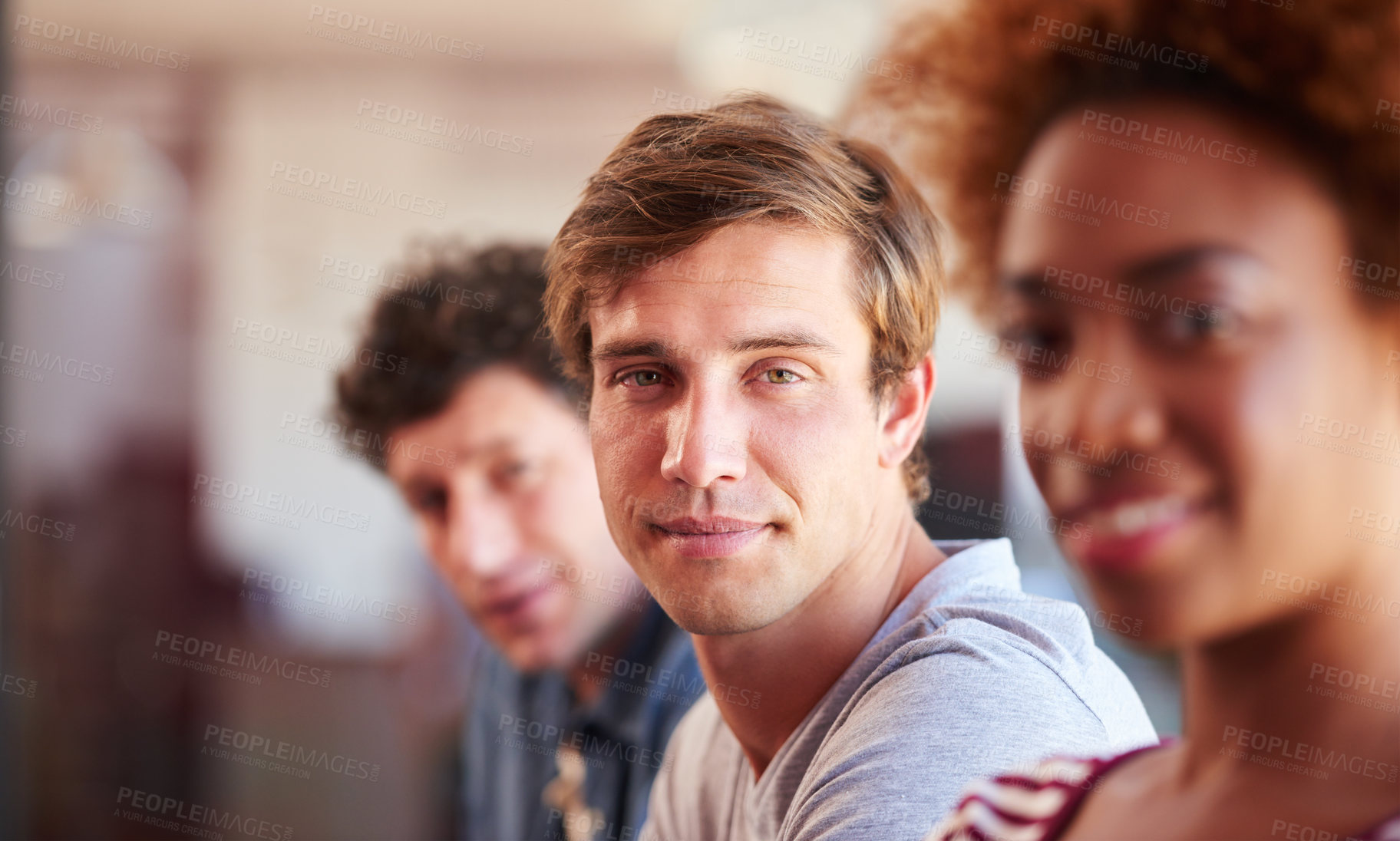 Buy stock photo Portrait of a group of young colleagues in a meeting together