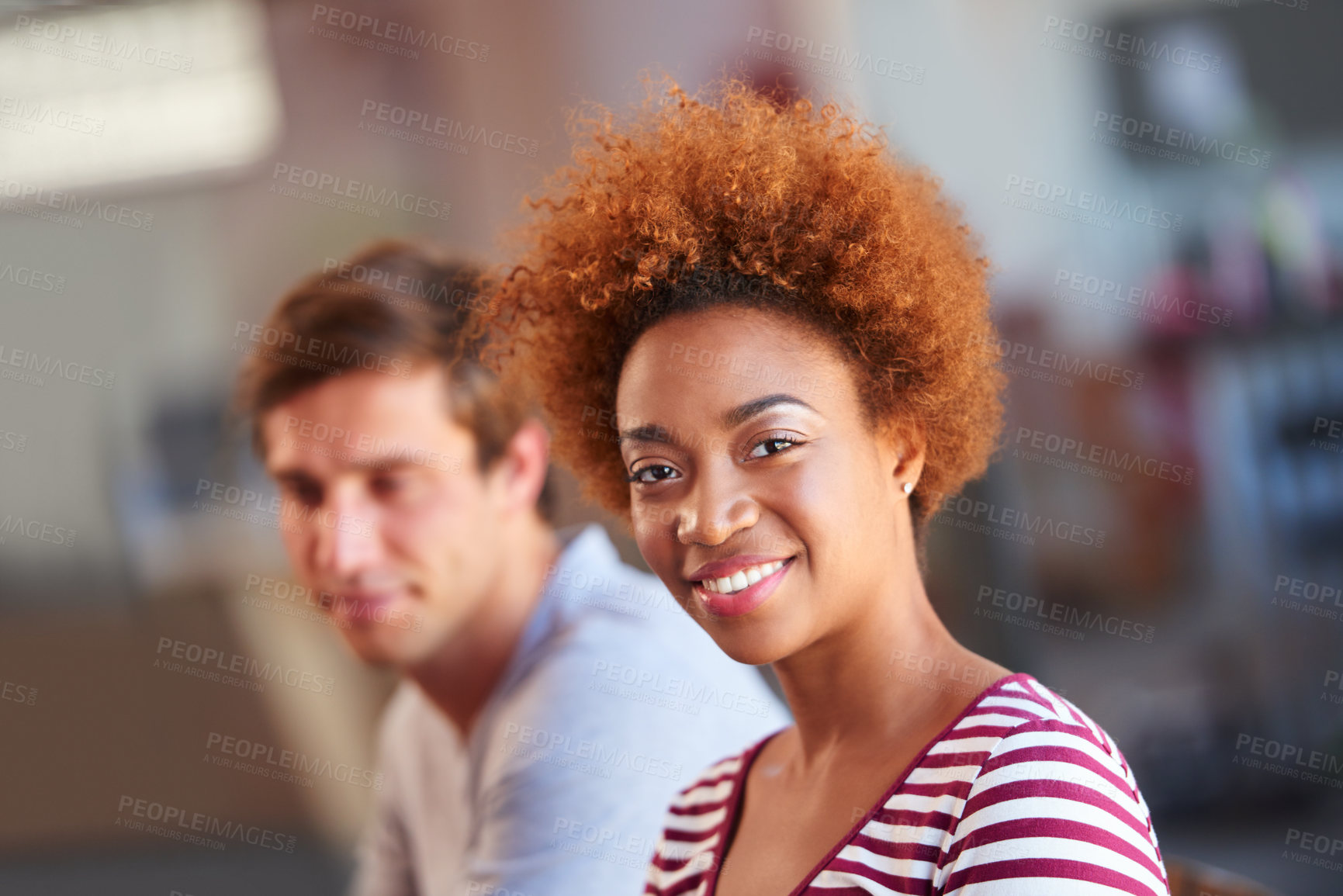 Buy stock photo Portrait of a group of young colleagues in a meeting together