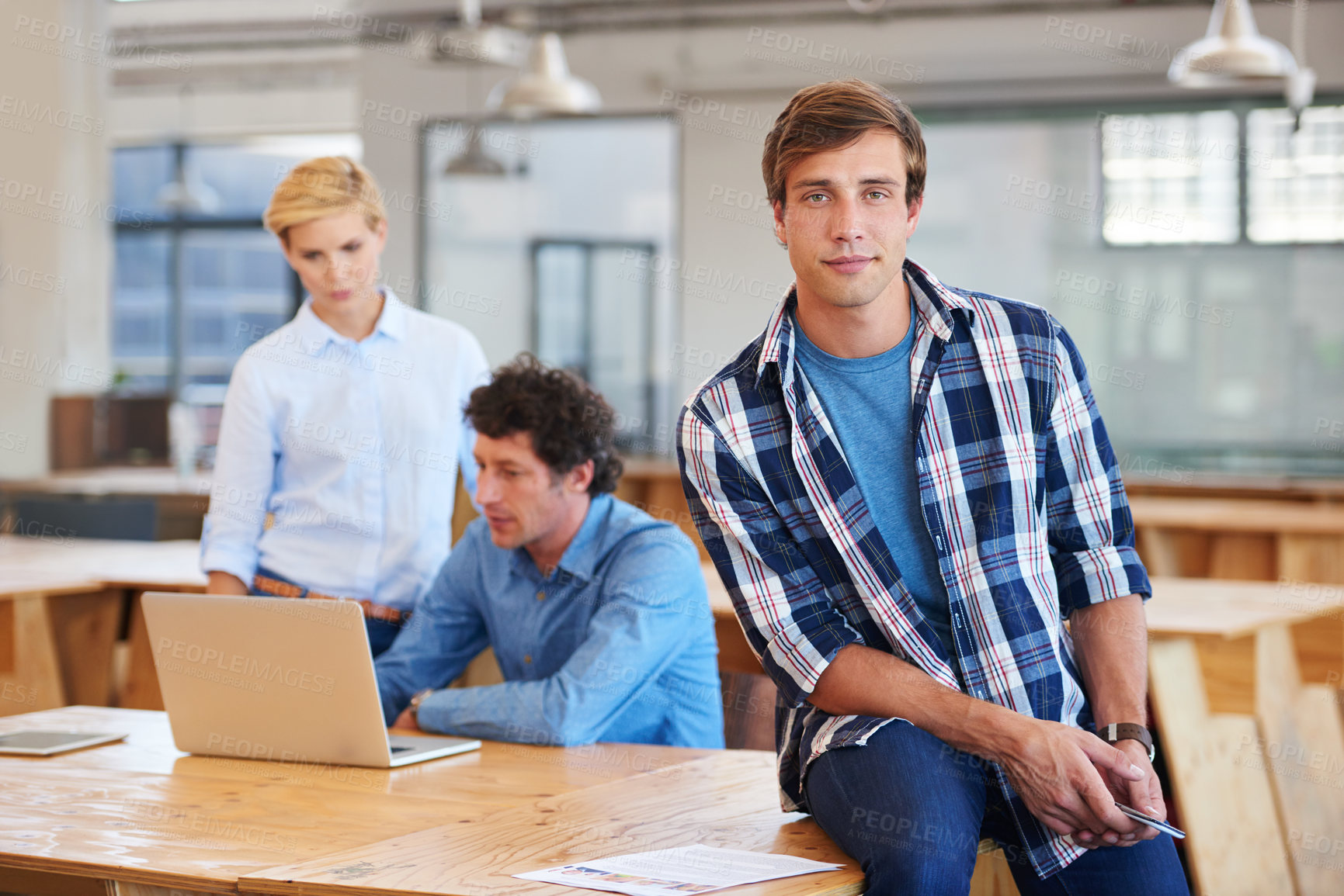 Buy stock photo Cropped shot of businesspeople working in the office