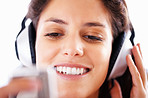 Attractive woman listening to music