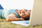 Attractive woman resting in grass