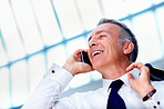 Businessman having discussion on cell phone