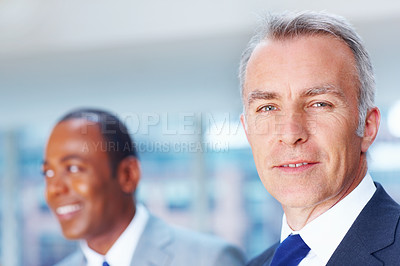 Buy stock photo Business man, face and smile in office with portrait for career, work and company and project. Lawyer, mature and professional in law firm for contract, corporate or legal advisor with experience
