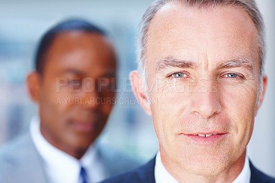 Buy stock photo Executive, portrait and happy in office with smile for career, work and company or corporate job. Business man, mature and professional in workplace for advice, director and expert with experience
