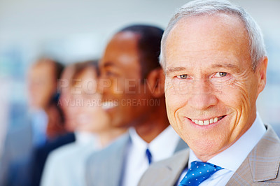 Buy stock photo Business man, portrait and CEO in office with smile for career, work and company or corporate job. Executive, mature and professional in workplace for team, expert and confidence with experience
