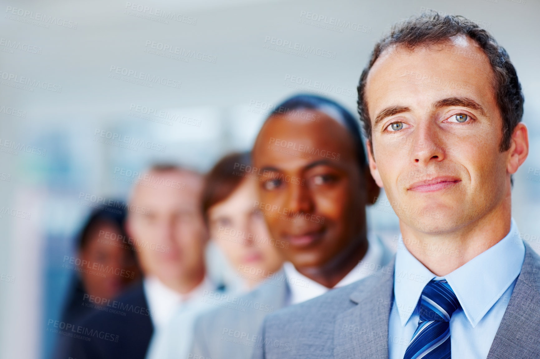 Buy stock photo Business man, portrait and leadership in office with diversity for career, work and company project. Executive, mature and professional in workplace for team, corporate or confidence with experience
