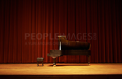 Buy stock photo Shot of a piano on a stage