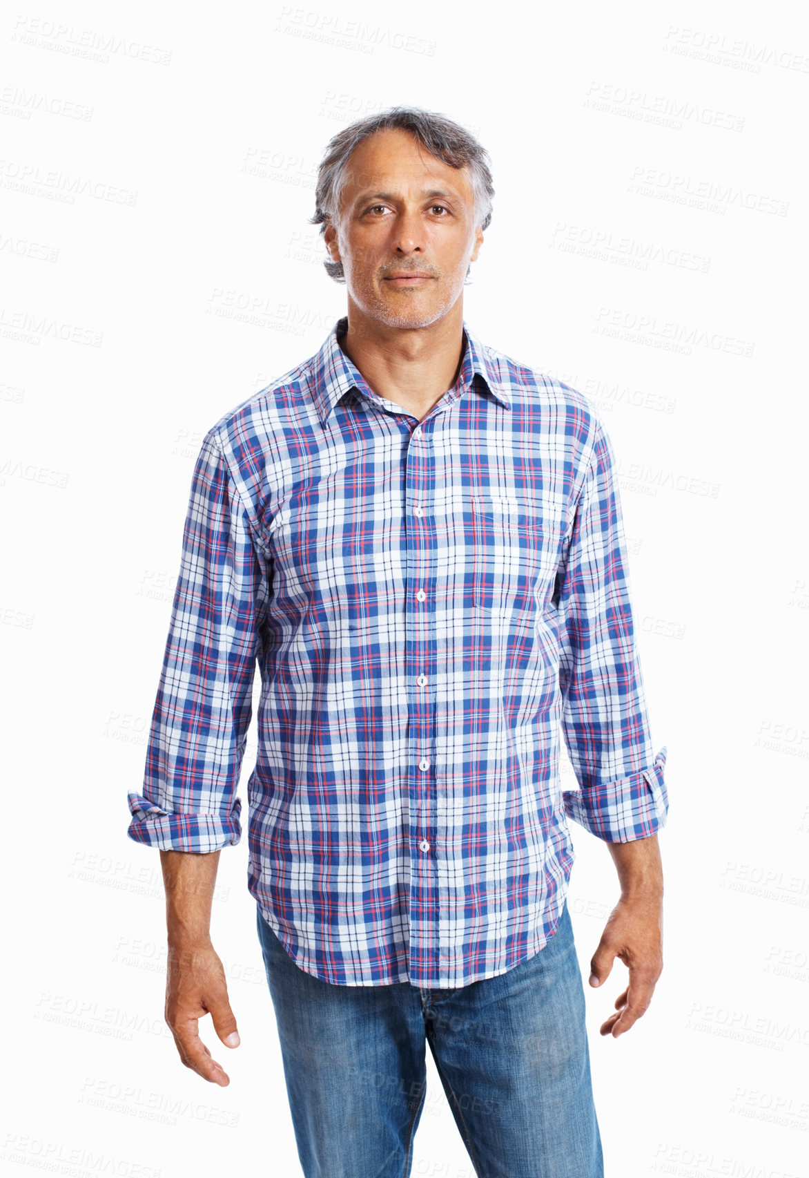 Buy stock photo Portrait of mature business man standing over white background