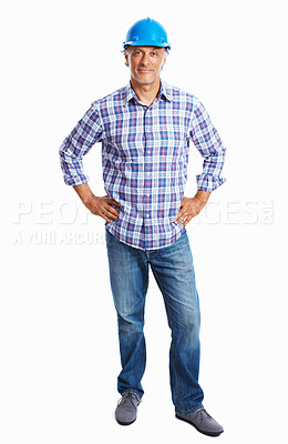 Buy stock photo Full length of confident architect standing over white background