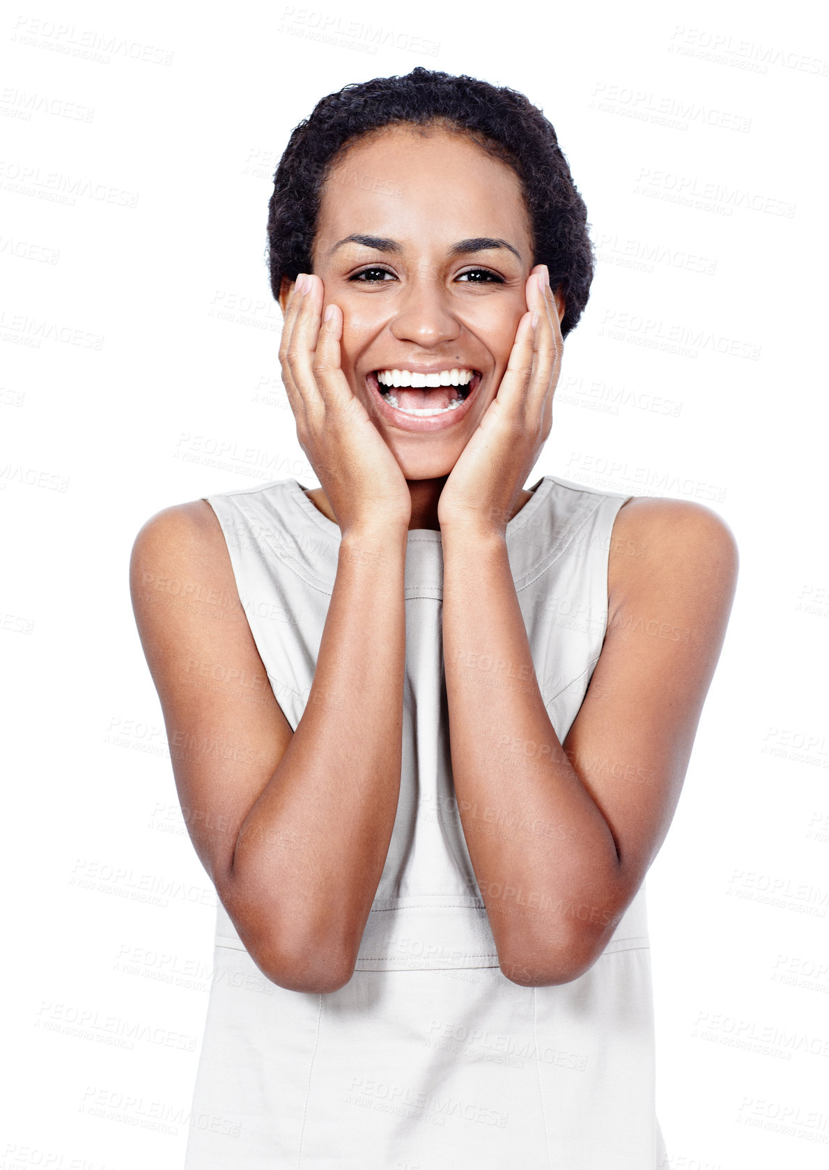 Buy stock photo Studio shot of a confident woman posing against a white background