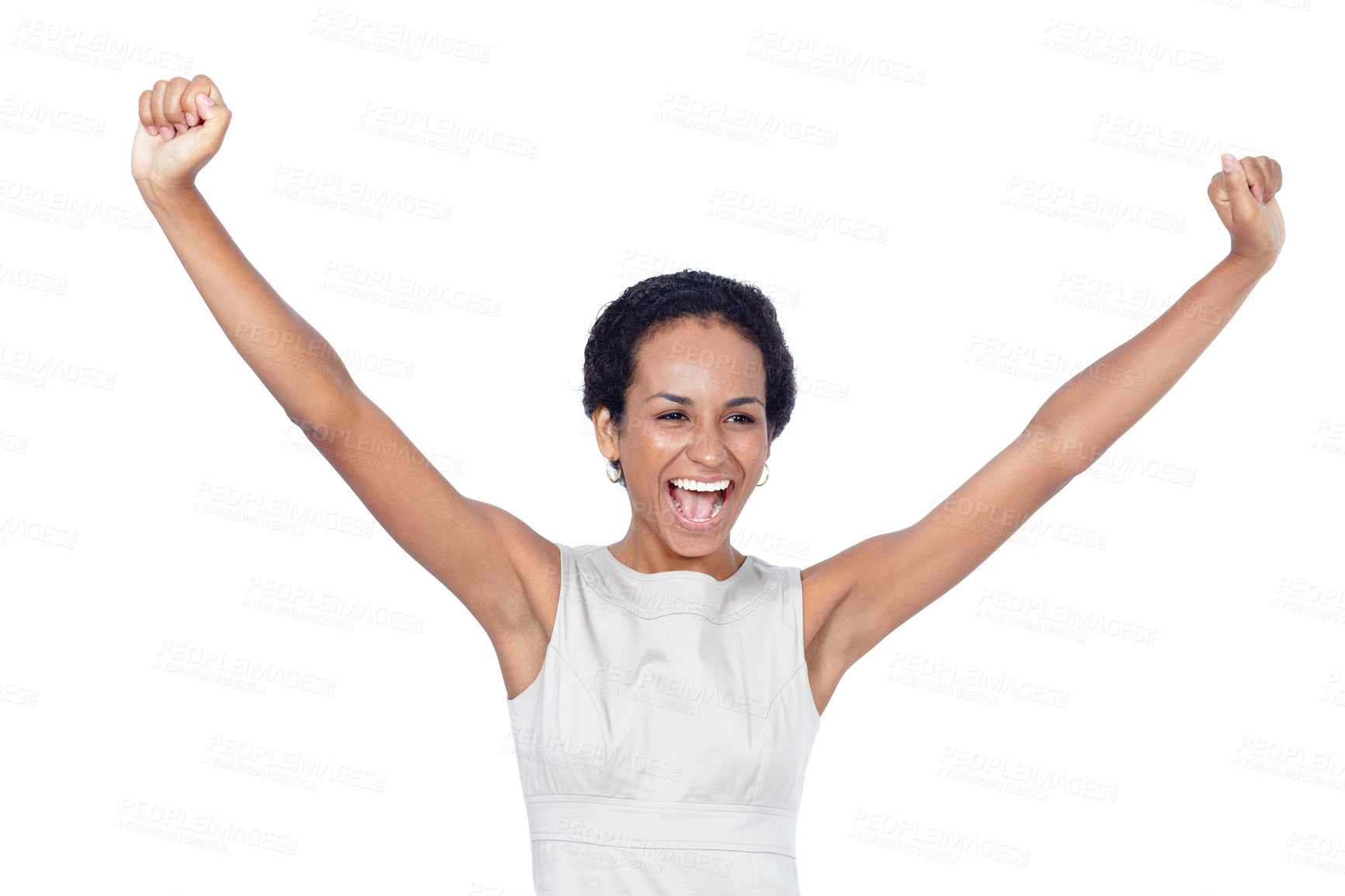 Buy stock photo Studio shot of a confident woman posing against a white background