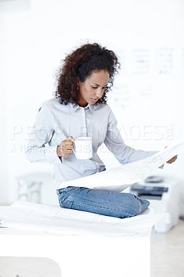 Buy stock photo Cropped shot of a young businesswoman in an office