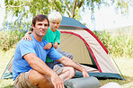 Father and son camping