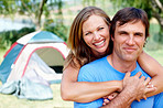 Happy couple camping