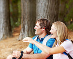 Couple taking a break from hiking