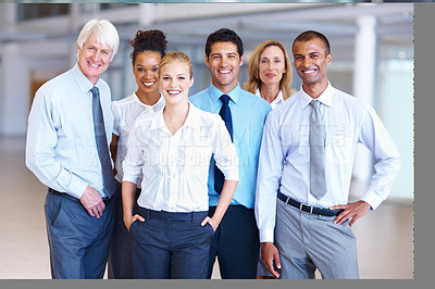 Buy stock photo Diversity, team and business people with company portrait, corporate business and collaboration in modern office. Workforce at workplace, partnership and working together, happy and teamwork success.