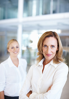 Buy stock photo Portrait of confident mature female executive with business woman