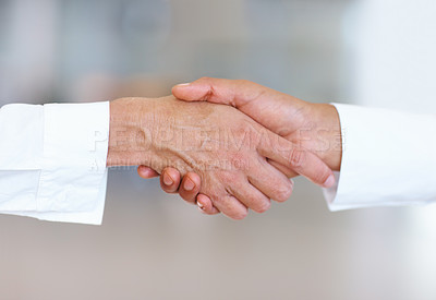 Buy stock photo Closeup of handshake between business men