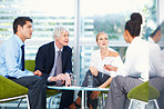 Discussion between business people